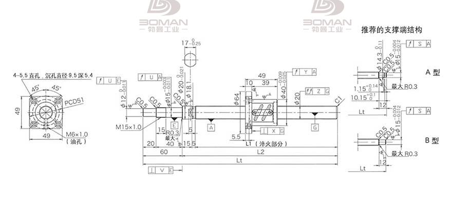 KURODA GP2004ES-AALR-1005B-C3F 黑田丝杆替换尺寸图片视频